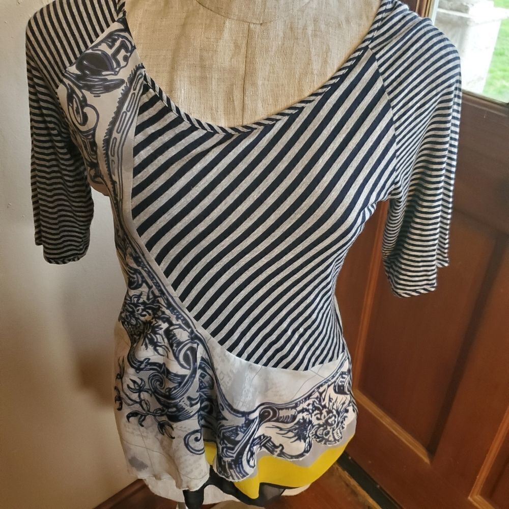Soft Surrounding blue striped top size S